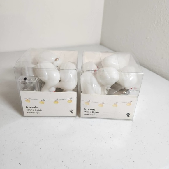 Ikea Lyskaede 10 Led Lights String Lights Swans with Gold Crowns Sealed Red Beak - Picture 11 of 15